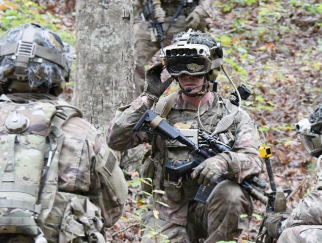 Soldiers from the 82nd Airborne Division used the latest IVAS prototype during a training exercise in October at Fort Pickett, Virginia. Lawmakers want to cut programme funding next year and gather additional information about the technology. (US Army)