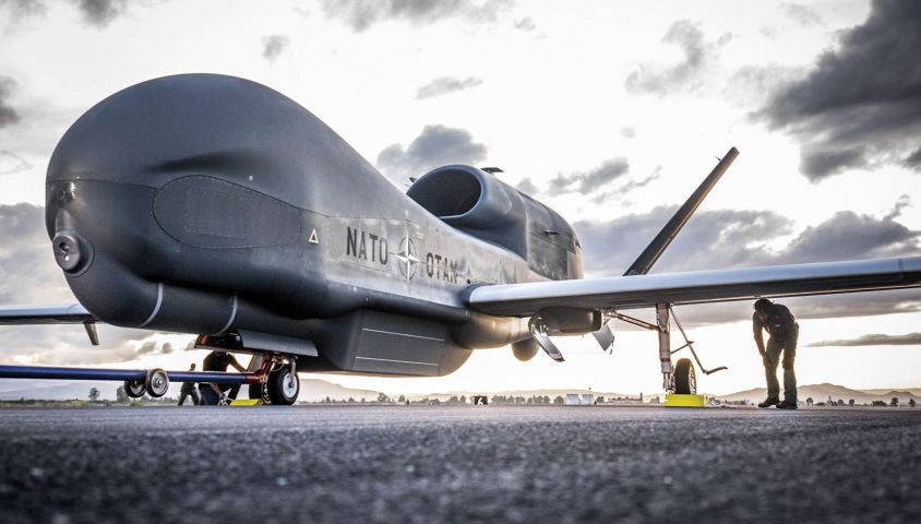 The NATO AGS capability is built around five RQ-4D Phoenix UAVs and associated ground equipment at Sigonella, Italy. (NATO)