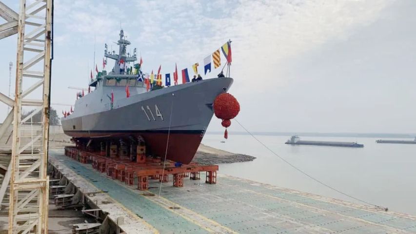 China’s Wuchang Shipbuilding Industry Group on 16 December launched the fourth and final Keris-class LMS on order for the RMN at the company’s facilities in Wuhan. (RMN)