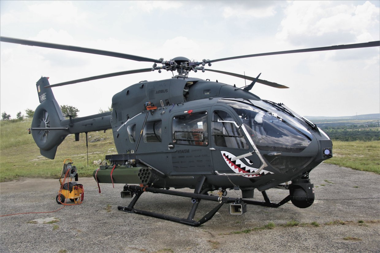 A company-owned H145M demonstrator that has been equipped with the HForce GWS currently being retrofitted to Hungary’s fleet of 20 helicopters. (Janes/Gareth Jennings)