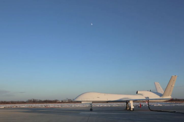 CASIC Hiwing’s WJ-700 Falcon UAV prototype seen at an undisclosed location during its maiden flight.  (Hiwing General Aviation Equipment)