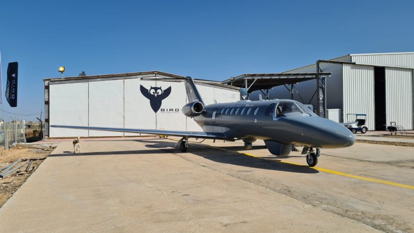 One of the Cessna CJ3 aircraft that Bird Aerosystems has modified into a maritime surveillance aircraft for an African government.  (Bird Aerosystems)