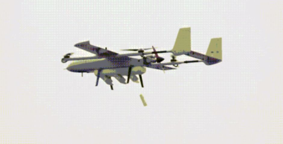 A screenshot from a video released by Zhongtian Feilong on 1 April showing the firm’s newly developed ‘unmanned airborne swarm system’ releasing a smaller UAV while in flight.   (Zhongtian Feilong)