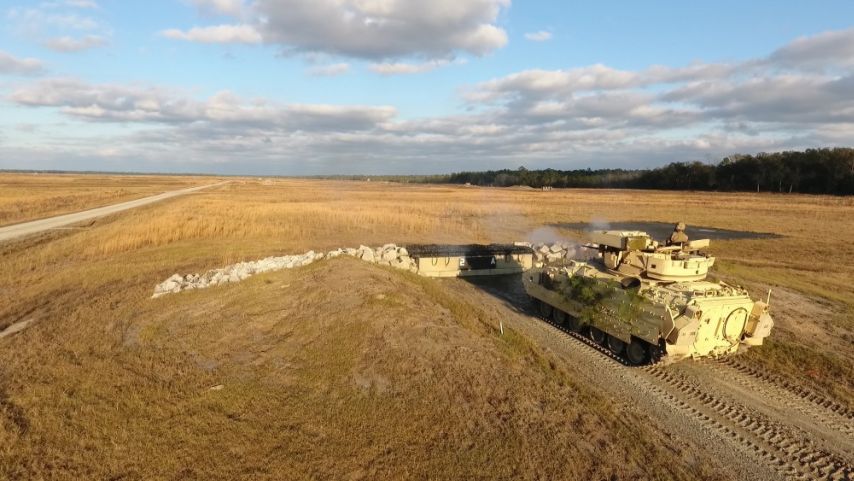 Shown here is a Bradley vehicle at Fort Stewart, Georgia in 2016. The US Army is currently evaluating at least five OMFV proposals to replace the Bradley fleet. (US Army )