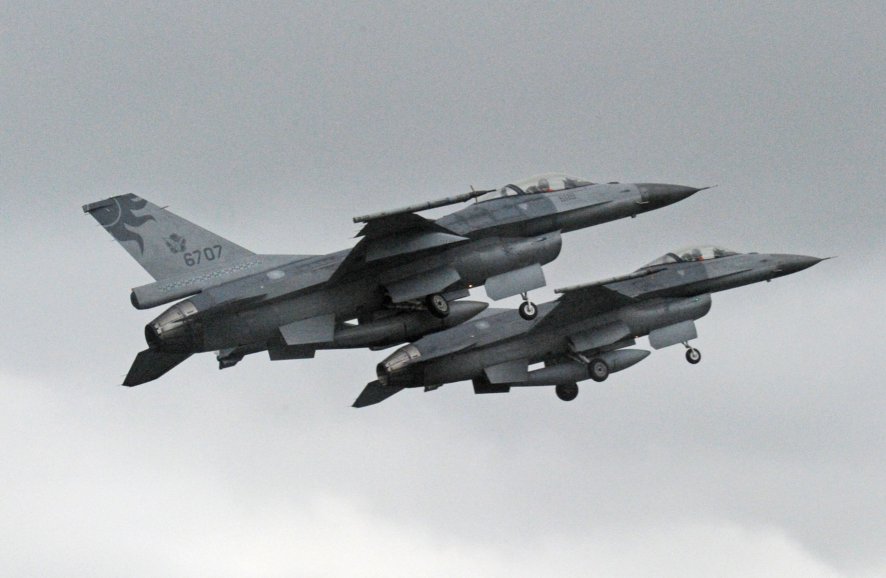 Two RoCAF F-16 fighters taking off from Hualien airbase in January 2013. Lockheed Martin has been awarded a not-to-exceed USD138 million contract modification for Taiwan’s ‘Peace Phoenix Rising’ programme, which is aimed at upgrading the RoCAF’s fleet of F-16A/Bs. (Sam Yeh/AFP via Getty Images)