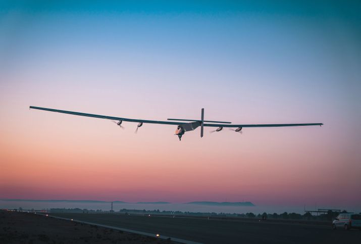 The Skydweller persistent UAV prototype seen taking off for flight trials in Spain. (Skydweller Aero)